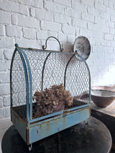 Load image into Gallery viewer, Large Vintage blue French wire bird cage plant container garden ornament