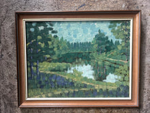 Load image into Gallery viewer, Vintage Impressionistic pointillism Landscape oil panting on board