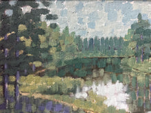 Load image into Gallery viewer, Vintage Impressionistic pointillism Landscape oil panting on board