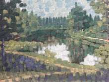Load image into Gallery viewer, Vintage Impressionistic pointillism Landscape oil panting on board