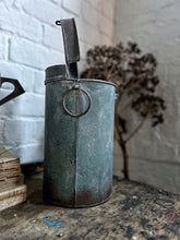 Load image into Gallery viewer, Vintage tall Indian blue metal toleware storage canister tin