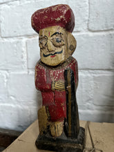 Load image into Gallery viewer, Vintage Indian wooden carved hand painted folk art watchman figure