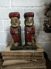 Load image into Gallery viewer, Vintage Indian wooden carved hand painted folk art watchman figure