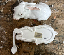 Load image into Gallery viewer, Vintage Italian Venezia Rigattieri majolica white rabbit turren &amp; ceramic spoon