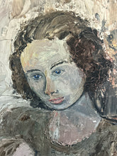 Load image into Gallery viewer, Vintage Mid 20th Century signed and dated oil painting portrait on board mother &amp; child