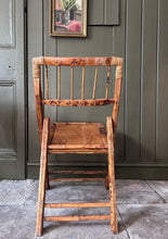 Load image into Gallery viewer, Vintage Mid century burnt wood bamboo tortoiseshell folding chair