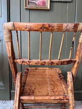 Load image into Gallery viewer, Vintage Mid century burnt wood bamboo tortoiseshell folding chair