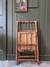 Load image into Gallery viewer, Vintage Mid century burnt wood bamboo tortoiseshell folding chair
