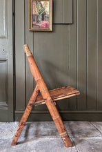Load image into Gallery viewer, Vintage Mid century burnt wood bamboo tortoiseshell folding chair