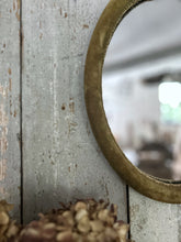 Load image into Gallery viewer, Vintage Mid century gold ochre velvet oval mirror
