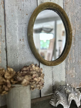 Load image into Gallery viewer, Vintage Mid century gold ochre velvet oval mirror
