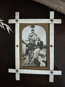 Vintage Oxford cross white photo frame with black and white cruise liner 1920's photograph