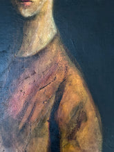 Load image into Gallery viewer, Vintage Portrait oil painting on canvas "Lady in wide brim hat" Modigliani influence