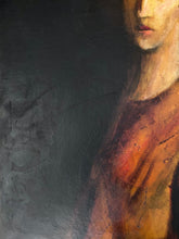 Load image into Gallery viewer, Vintage Portrait oil painting on canvas "Lady in wide brim hat" Modigliani influence