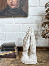Load image into Gallery viewer, Vintage Rodin style white moulded clay praying hands sculpture