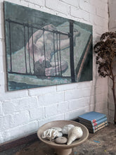 Load image into Gallery viewer, Vintage Royal Acadamy nude portrait oil on canvas label on verso