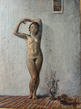 Load image into Gallery viewer, Vintage Russian School Nude oil painting portrait in gilt gesso antique frame