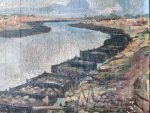 Load image into Gallery viewer, Vintage beach coastal scene oil on canvas painting signed