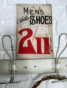 Vintage card hand written painted shop advertising signage mens Shoes
