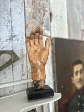 Load image into Gallery viewer, Vintage early 20th Century 1920&#39;s plaster hand anatomical study mannequin on plinth