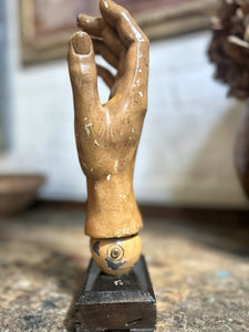 Vintage early 20th Century 1920's plaster hand anatomical study mannequin on plinth