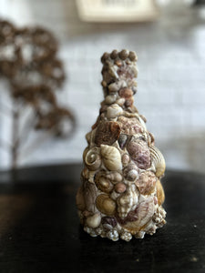 Vintage early 20th Century shell covered bottle vase grotto art