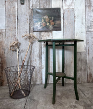 Load image into Gallery viewer, Vintage folding side table hand painted green floral design