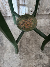 Load image into Gallery viewer, Vintage folding side table hand painted green floral design