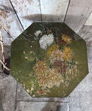 Load image into Gallery viewer, Vintage folding side table hand painted green floral design