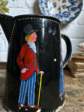 Load image into Gallery viewer, Antique folk art hand painted enamel jug pitcher