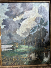 Load image into Gallery viewer, Vintage French 1943 Mid century double sided landscape oil painting on wood