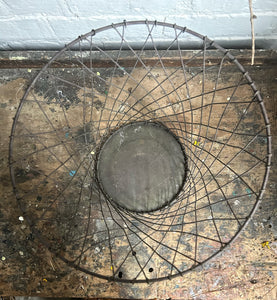Vintage french mid century wire waste paper basket bin