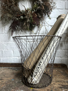 Vintage french mid century wire waste paper basket bin