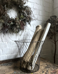 Vintage french mid century wire waste paper basket bin