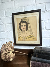 Load image into Gallery viewer, Vintage hand painted water colour Cecil Beaton style portrait  painting