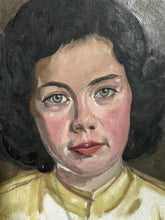 Load image into Gallery viewer, Vintage mid century realism portrait oil painting on canvas woman female