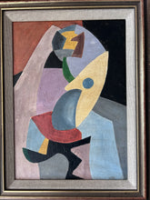 Load image into Gallery viewer, Vintage modernist abstract geometric forms oil painting on board