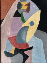 Load image into Gallery viewer, Vintage modernist abstract geometric forms oil painting on board