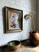 Load image into Gallery viewer, Vintage modernist abstract geometric forms oil painting on board