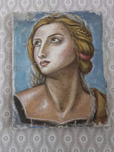 Load image into Gallery viewer, Vintage oil painting on canvas Italian renaissance style portrait female