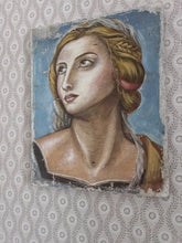 Load image into Gallery viewer, Vintage oil painting on canvas Italian renaissance style portrait female