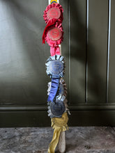 Load image into Gallery viewer, Vintage Pig Whip with Rosettes 1960&#39;s agricultural display show piece