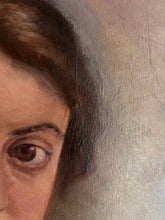 Load image into Gallery viewer, Vintage Early 20th Century realism portrait oil painting in gilt frame Lady in white