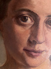 Load image into Gallery viewer, Vintage Early 20th Century realism portrait oil painting in gilt frame Lady in white