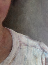 Load image into Gallery viewer, Vintage Early 20th Century realism portrait oil painting in gilt frame Lady in white