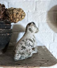 Load image into Gallery viewer, Vintage reconstituted stone patch puppy dog english decorative weathered garden ornament