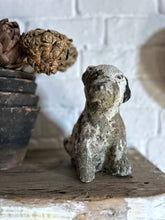 Load image into Gallery viewer, Vintage reconstituted stone patch puppy dog english decorative weathered garden ornament