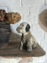Load image into Gallery viewer, Vintage reconstituted stone patch puppy dog english decorative weathered garden ornament