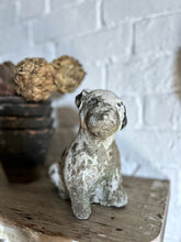 Load image into Gallery viewer, Vintage reconstituted stone patch puppy dog english decorative weathered garden ornament