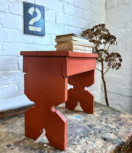 Vintage rustic painted Swedish wooden stool